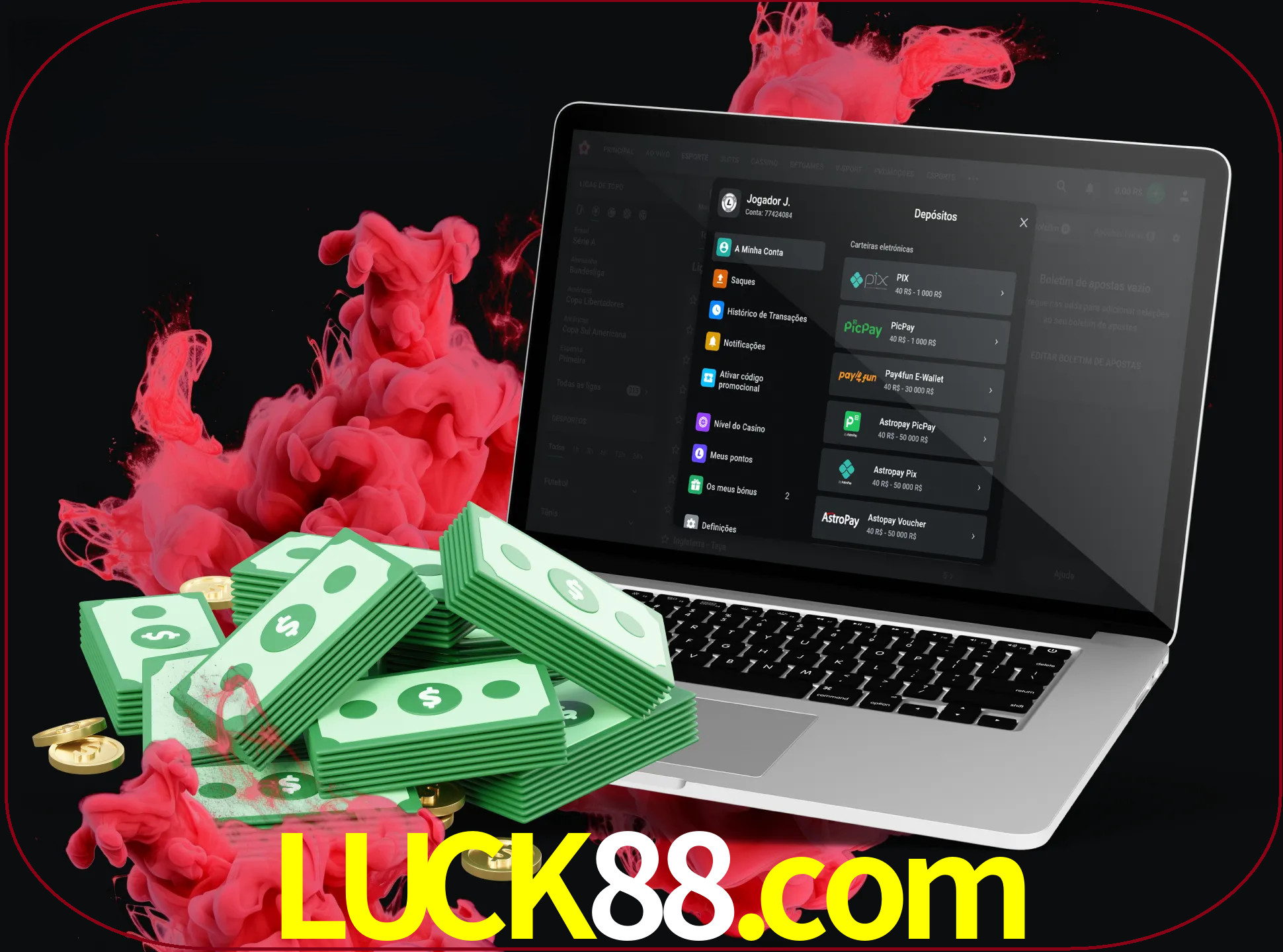 Para efetuar um depósito na sua conta luck88, basta escolher o método de depósito e especificar o montante.
