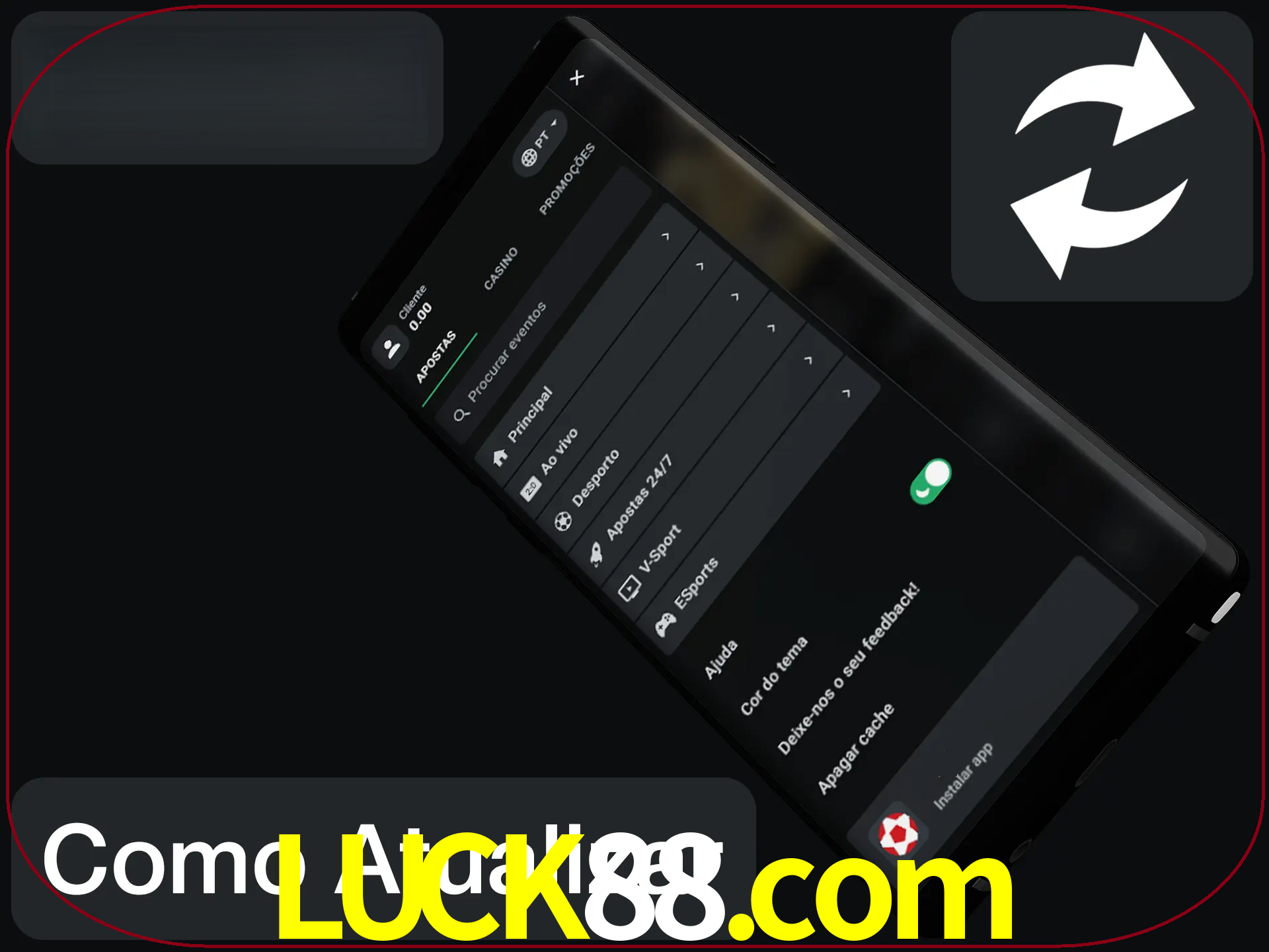 O aplicativo é atualizado automaticamente quando você faz o login.