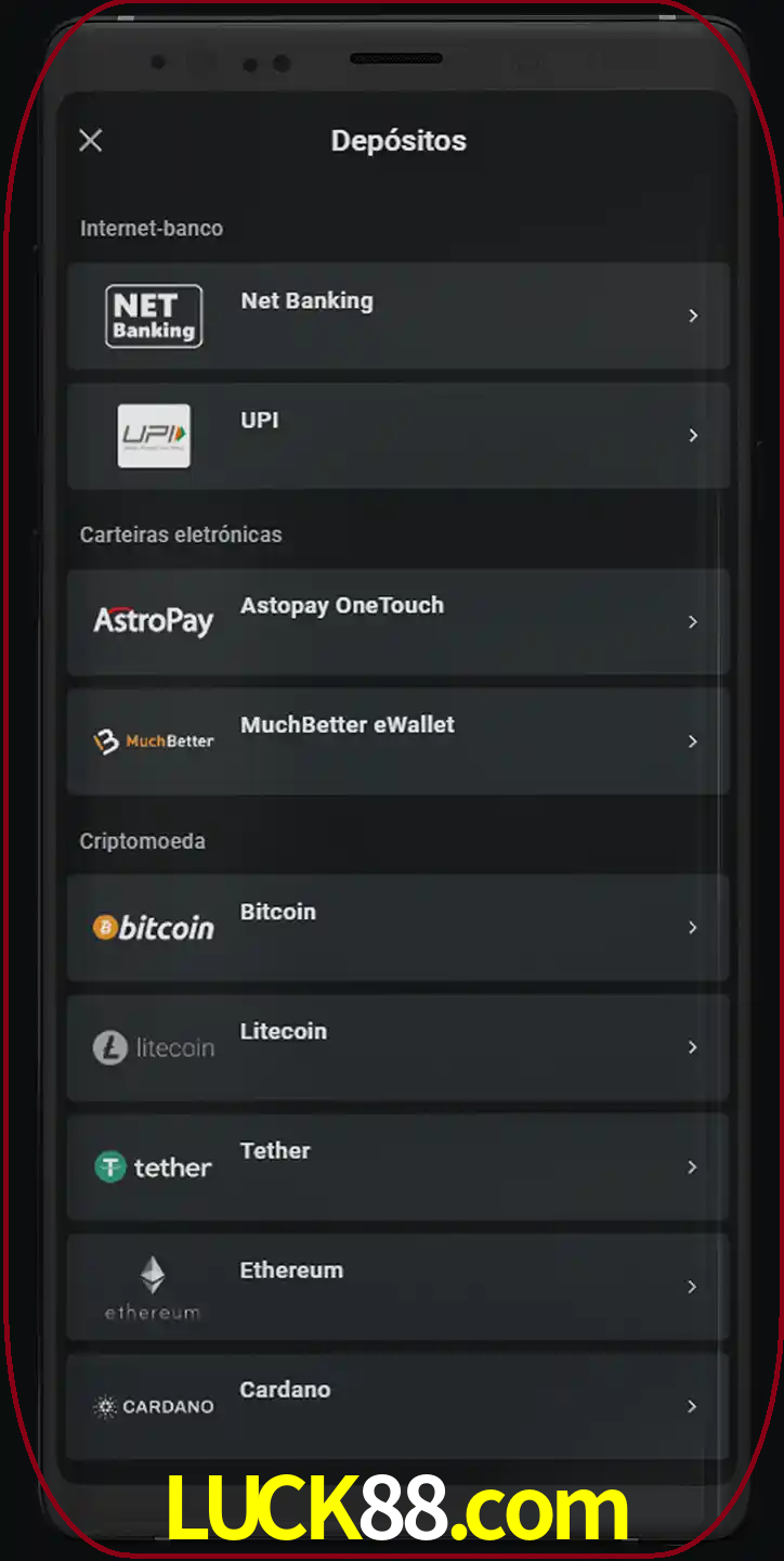 Você pode usar métodos alternativos de depósito.